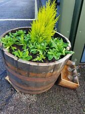 Oak Half Whiskey Barrel Planter Pot - Garden Flowers - Wooden Genuine Reclaimed