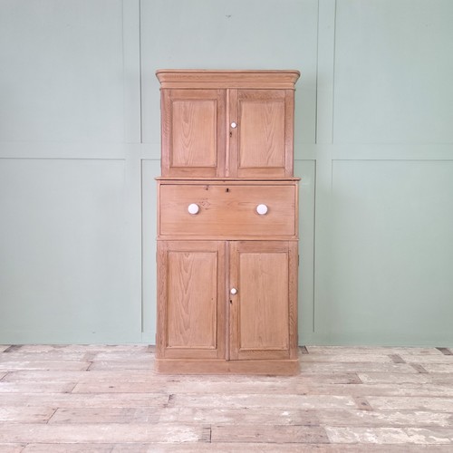 Antique pine cupboard stamped - pine,