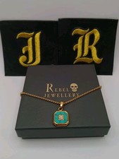 18k Gold Green Square Diamante