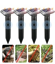 4PCS Mole Repeller Solar Ultrasonic Sonic Mole Repellent for Outdoor Garden Lawn