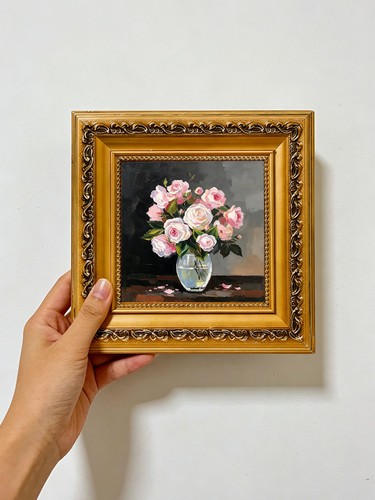 Mixed pink rose glass vase - rose,