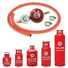 PROPANE GAS BOTTLE REGULATOR WITH PRESSURE DIAL 1m ORANGE HOSE 37mbar SCREW ON