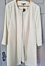 Bonmarche Beautiful Off White Embroidered Lace Open Blazer-Jacket Size 24 New