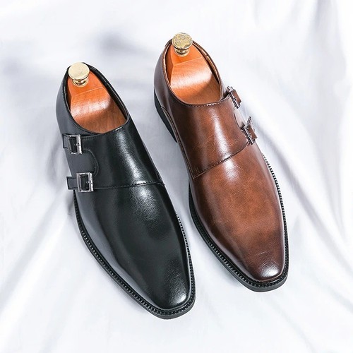Mens monk strap leather shoes - mens,