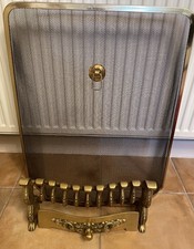 Vintage Victorian Antique Gold Brass Metal Fire Screen Guard