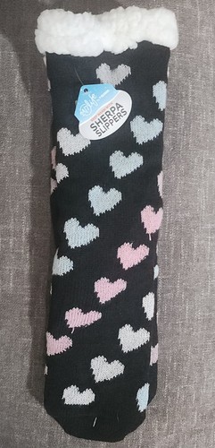 Heart sherpa slipper socks - sherpa,