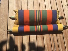 Vintage 1950s Stripe Cotton Canvas Deckchair Fabric Cushion Hammock Poles