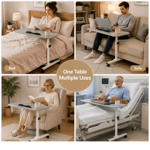 Adjustable overbed table with - overbed,