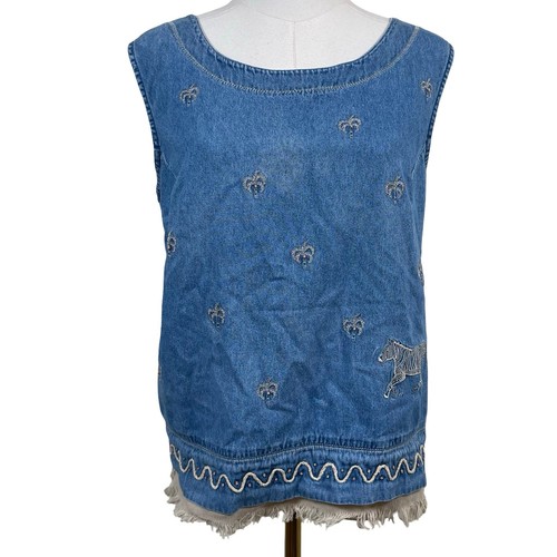 Lemon grass denim embroidered - grass,