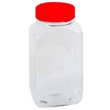 2 x MPS Large Sweet Shop Empty Jar With Red Cap Lid Plastic