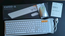 ProtoArc KM100-A Keyboard/Mouse Set for Mac Wireless Bluetooth Slim White Silver