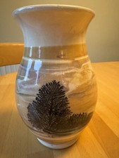 Boscastle Pottery Mochaware 2004 Vase 16cm tall Made In Cornwall