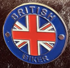 British Biker Union Jack Circle Metal Enamel Pin Badge 