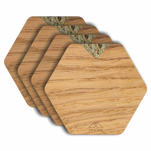 Wooden coasters oak set of - wooden,