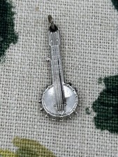 ANTIQUE silver banjo charm h/m