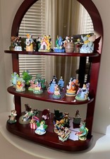 Vintage Set of 24 Disney Porcerlain Thimbles w/ Wooden Display Shelf