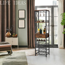 20 Bottles Wine Rack Freestand Floor w/Drawer Tall Wine Bar Stand Shelf Display