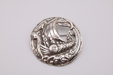 Sterling silver viking ship brooch