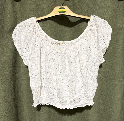 Hollister white eyelet smocked - white,