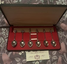 Silver Plated Commemorative Teaspoon Set In Gift Box Queens Silver Jubilee 1977