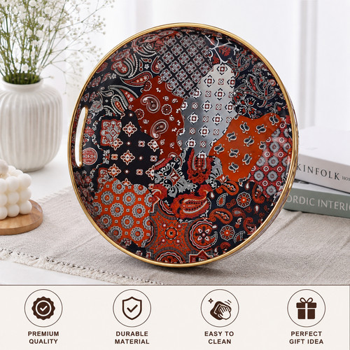 Round decorative tray - decorative, tray,