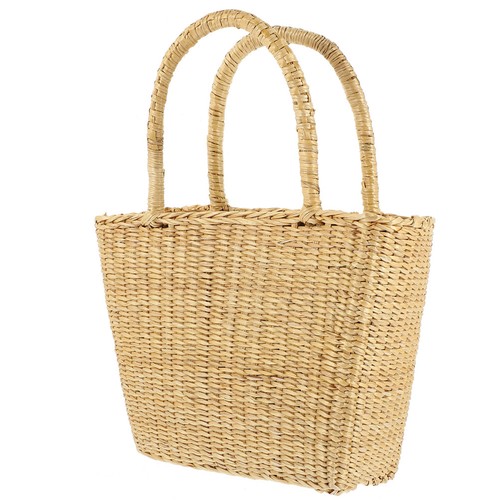 Durable straw handbag woven - straw,