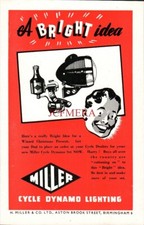 MILLER Cycle Dynamo Lighting ADVERT #4 Original Vintage 1949 Print Ad 686/07