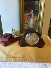 Vintage Smith Mechanical Oak Wood Cased 8 Day Clock/Gold Face/Good Working Order
