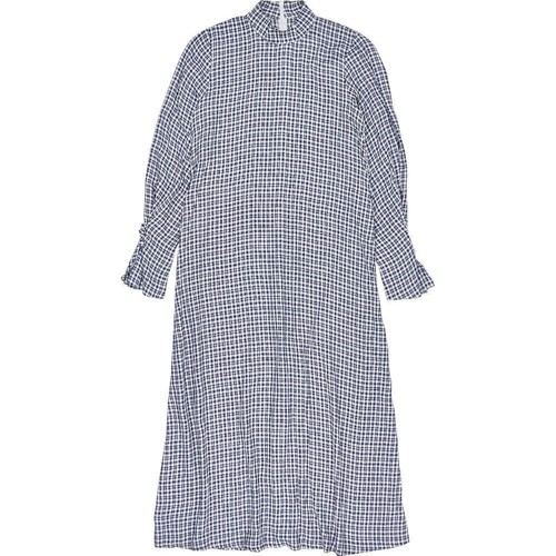 Navy plaid long dress - long,