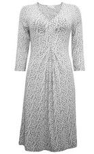 NEW ADINI💕 GREY & WHITE STRETCH VISCOSE JERSEY DRESS 💕 SIZE 14 OR 16 # 849