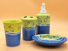 Rayware bathroom set. Soap dispenser, soap dish, toothbrush holder & beaker.