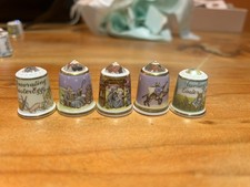 5 China Thimbles adorned with