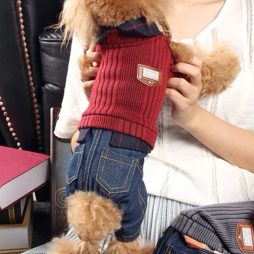 Dog denim jumpsuit sweater - denim,