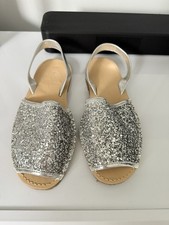 Bnwot Next Silver Glitter Spanish Sandals - Size 38.5 Uk 5.5