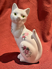 LANDMARK BONE CHINA FLORAL ROSE PATTERN SITTING CAT KITTEN EXCELLENT CONDITION