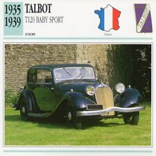 1935-1939 TALBOT T120 BABY SPORT Classic Car Photograph / Information Maxi Card