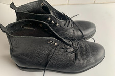 H by Hudson Black Leather Hook Boots - UK 8 [UB3]