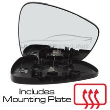 Wing Mirror Glass Citroen C3 2010-2017 Chrome Heated Convex Drivers Side Right
