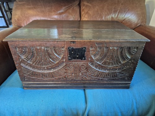 Antique oak carved - bible, box