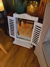 Louvre Window Mirror White Shutter Wall Mount Rustic French Country  Decor Retro