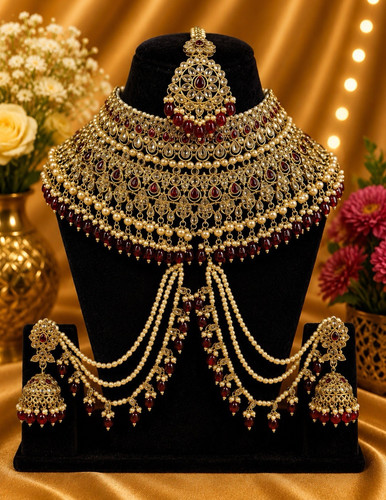 Gold tone red asian bridal - gold, &