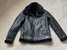 NEW LOOK ladies black faux leather shearling lined aviator jacket size SMALL