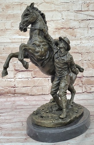 Bronze statue man horse - statue,
