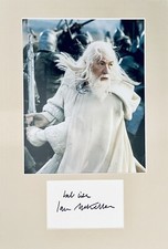 Ian Mckellen HAND SIGNED 6x4 White Card & GANDALF Photograph IN PERSON COA LOTR