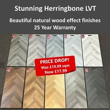 Herringbone LVT Flooring - Stunning Oak / Grey shades. Glue down, Parquet Sample
