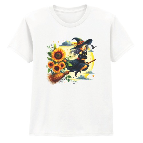 Cute witch sunflower - cute, t-shirt