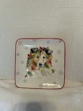 Collie Plate  Holiday Paws