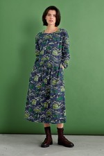 Seasalt Women's Regular Linden Relaxed Waisted Dress Sketchbook Trees Sea Cave