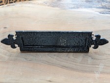 Vintage Cast Iron Letterbox with Sprung Flap Black Antique, Traditional Style