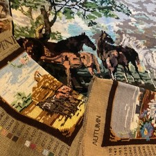 A GROUP OF COMPLETED  VINTAGE PENELOPE HORSE TAPESTRIES X3